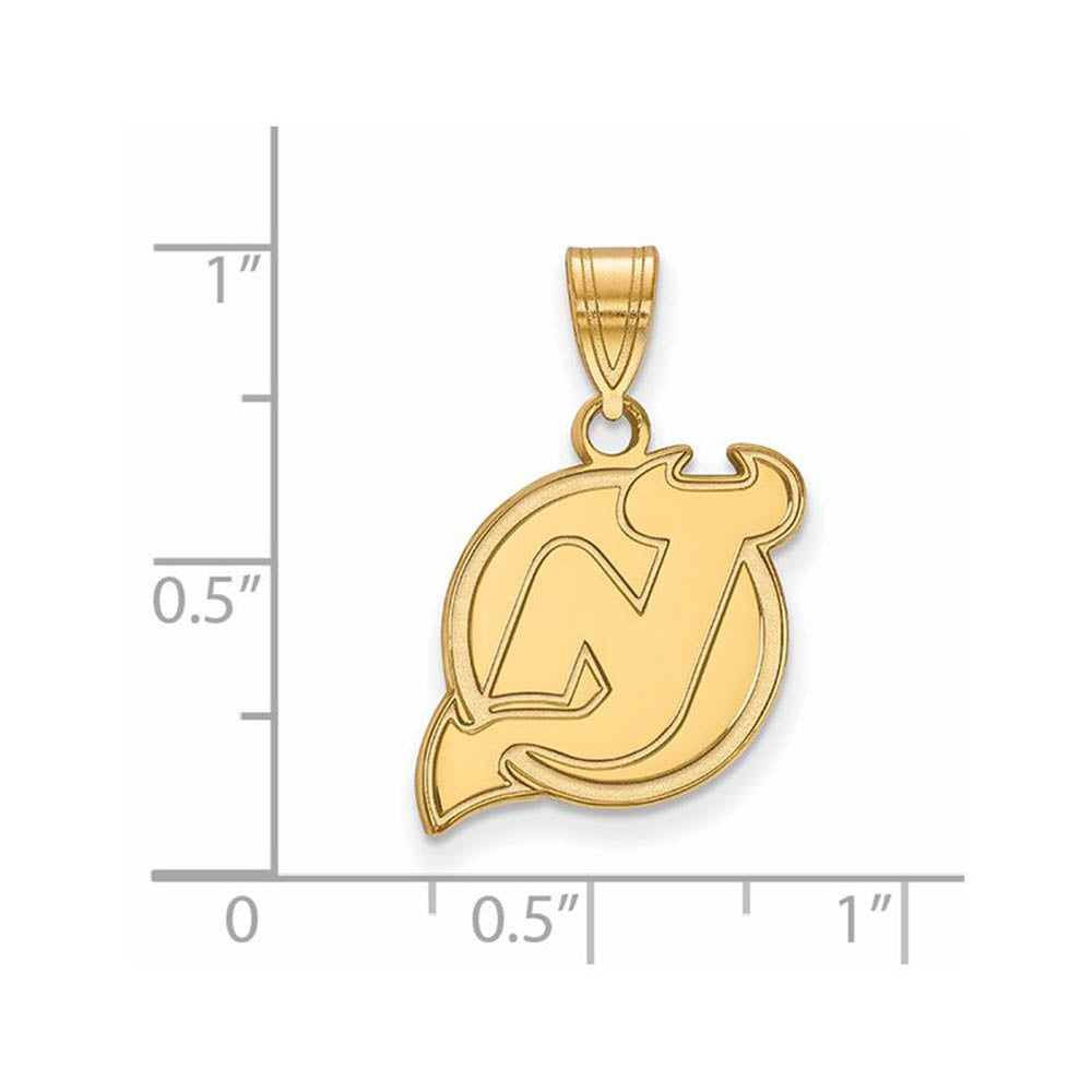 Alternate view of the 10k Yellow Gold NHL New Jersey Devils Medium Pendant by The Black Bow Jewelry Co.