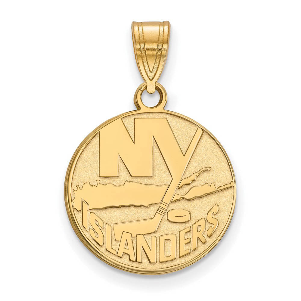 10k Yellow Gold NHL New York Islanders Medium Disc Pendant, Item P29751 by The Black Bow Jewelry Co.