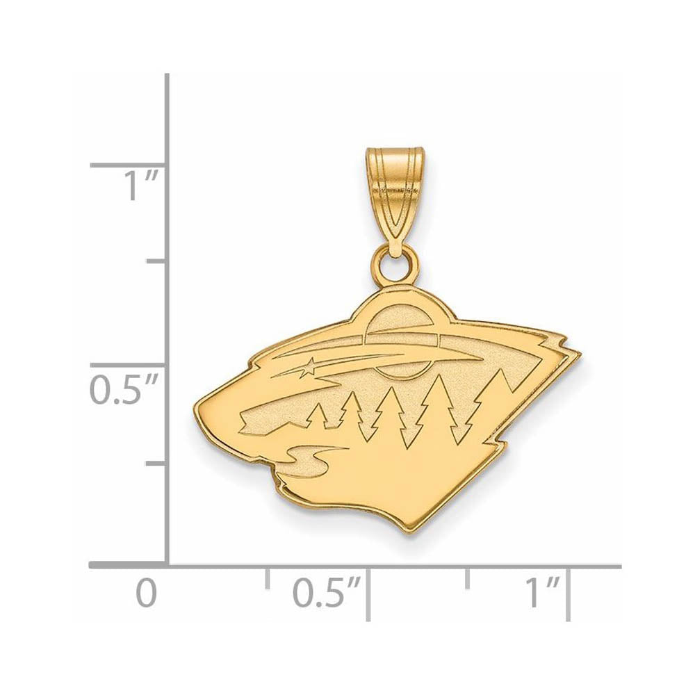 Alternate view of the 10k Yellow Gold NHL Minnesota Wild Medium Pendant by The Black Bow Jewelry Co.
