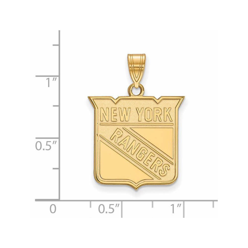 Alternate view of the 10k Yellow Gold NHL New York Rangers Large Pendant by The Black Bow Jewelry Co.