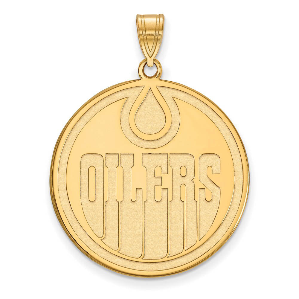 10k Yellow Gold NHL Edmonton Oilers XL Disc Pendant, Item P29788 by The Black Bow Jewelry Co.