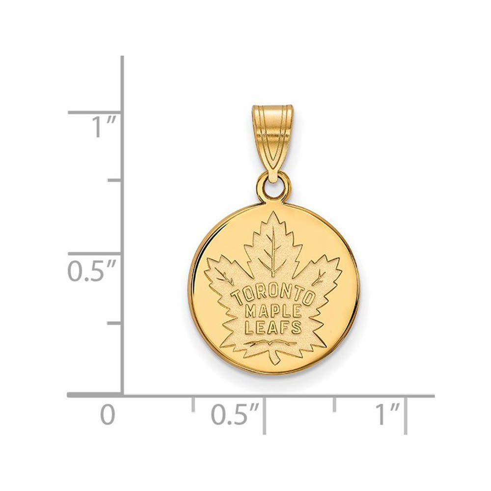 Alternate view of the 10k Yellow Gold NHL Toronto Maple Leafs Medium Disc Pendant by The Black Bow Jewelry Co.