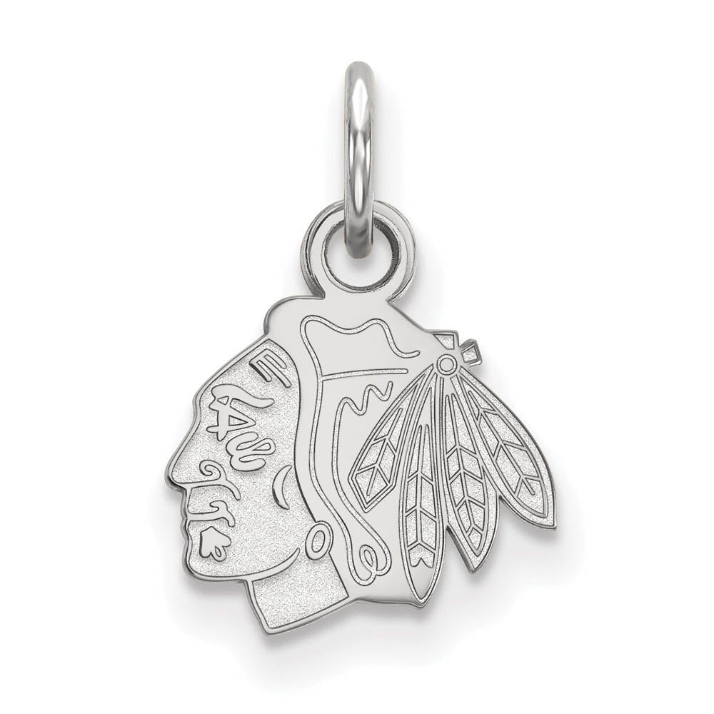 14k White Gold NHL Chicago Blackhawks XS (Tiny) Charm or Pendant, Item P29804 by The Black Bow Jewelry Co.