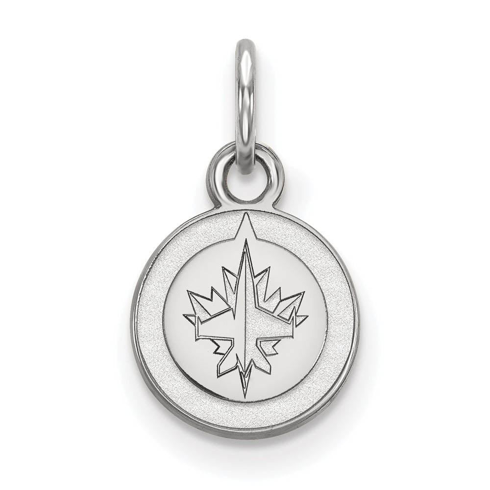 14k White Gold NHL Winnipeg Jets XS (Tiny) Disc Charm or Pendant, Item P29813 by The Black Bow Jewelry Co.