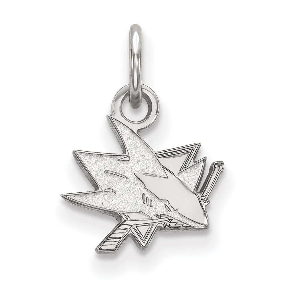 14k White Gold NHL San Jose Sharks XS (Tiny) Charm or Pendant, Item P29823 by The Black Bow Jewelry Co.