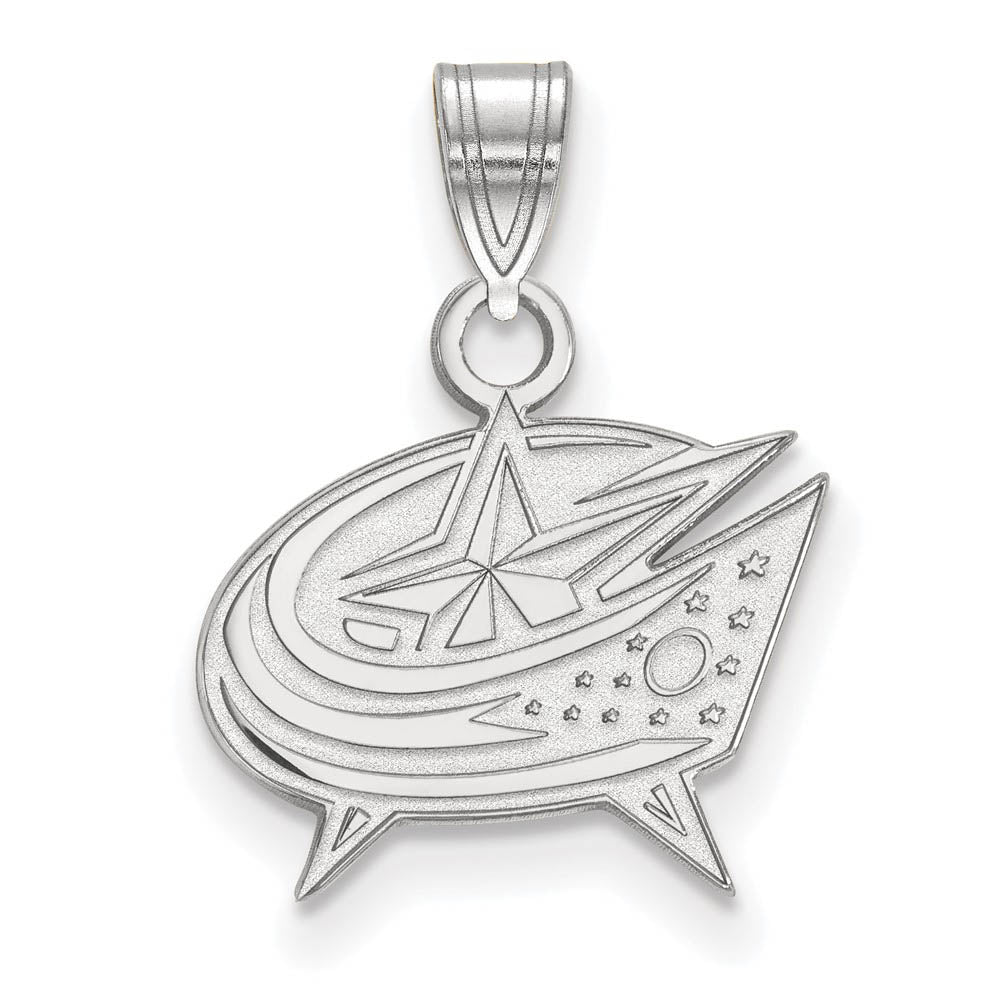 14k White Gold NHL Columbus Blue Jackets Small Pendant, Item P29826 by The Black Bow Jewelry Co.