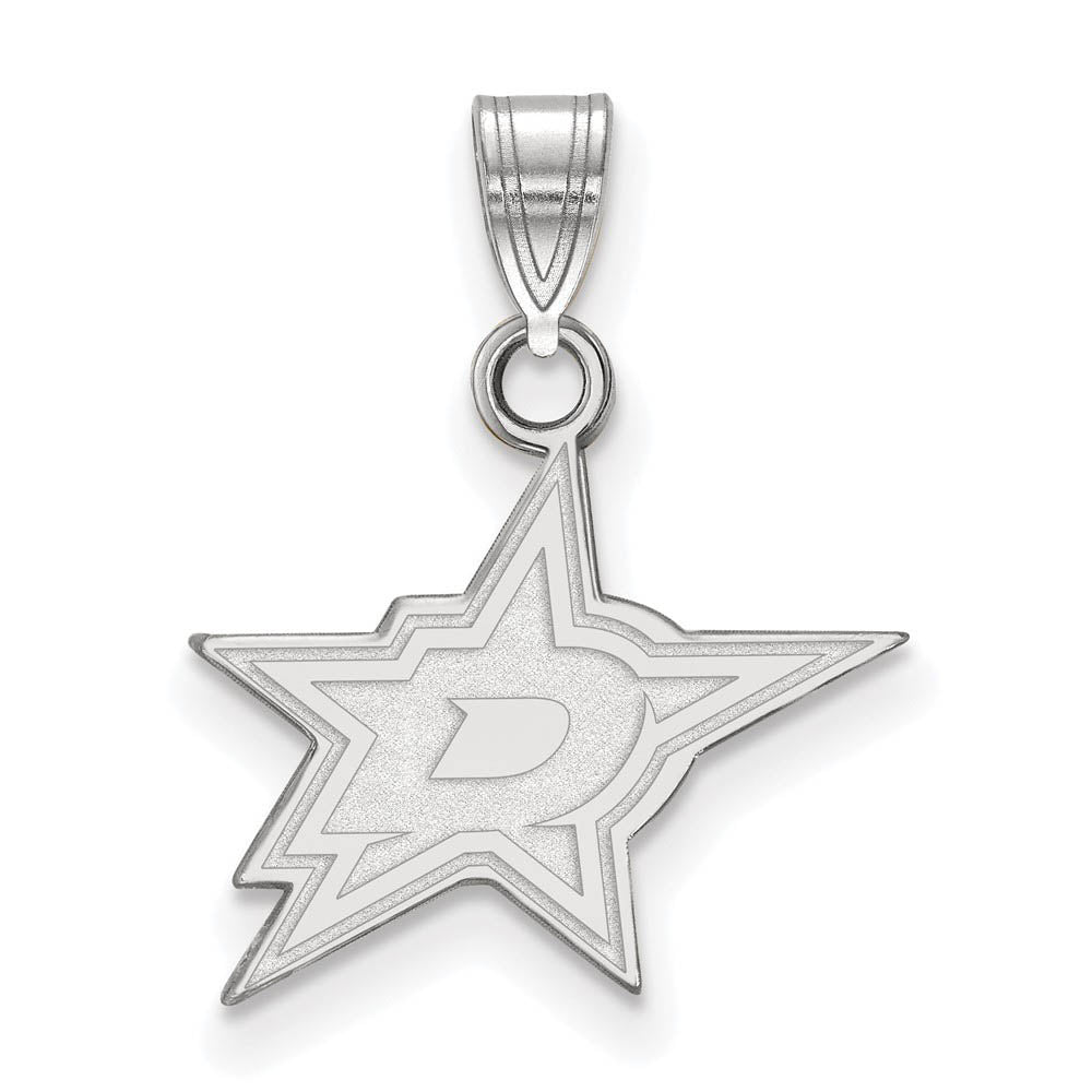 14k White Gold NHL Dallas Stars Small Pendant, Item P29833 by The Black Bow Jewelry Co.