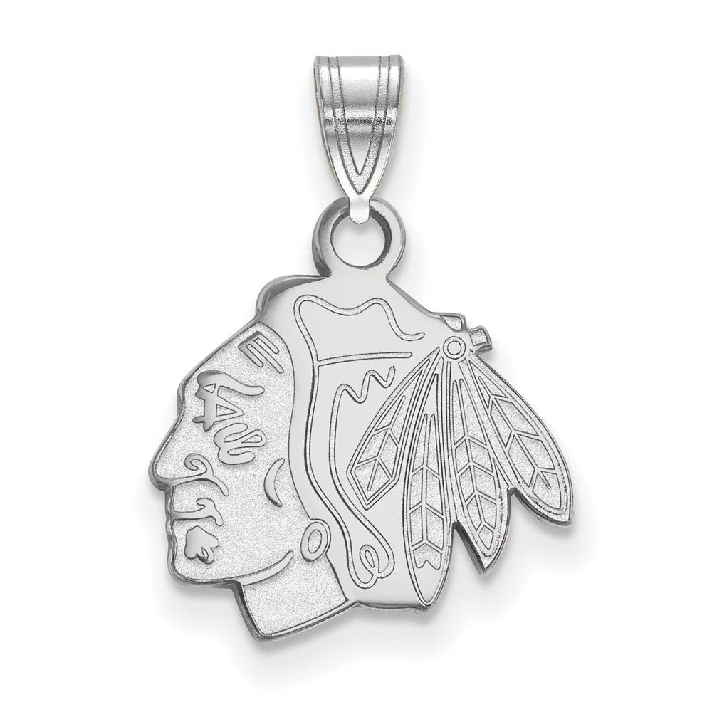 14k White Gold NHL Chicago Blackhawks Small Logo Pendant, Item P29835 by The Black Bow Jewelry Co.