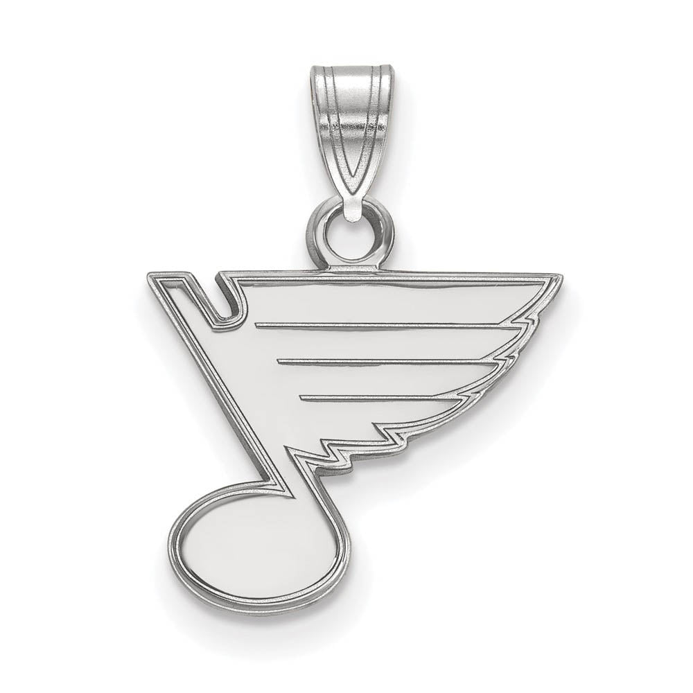 14k White Gold NHL St. Louis Blues Small Pendant, Item P29836 by The Black Bow Jewelry Co.