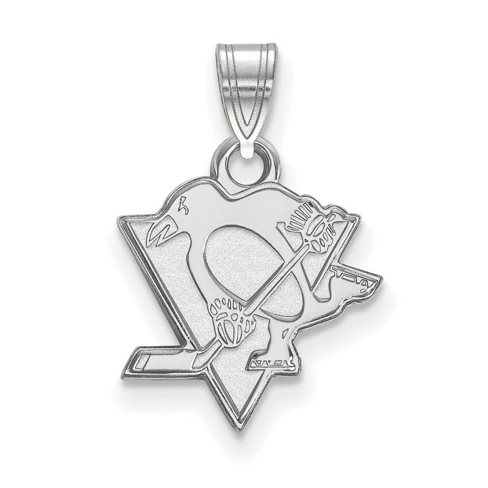 14k White Gold NHL Pittsburgh Penguins Small Pendant, Item P29849 by The Black Bow Jewelry Co.