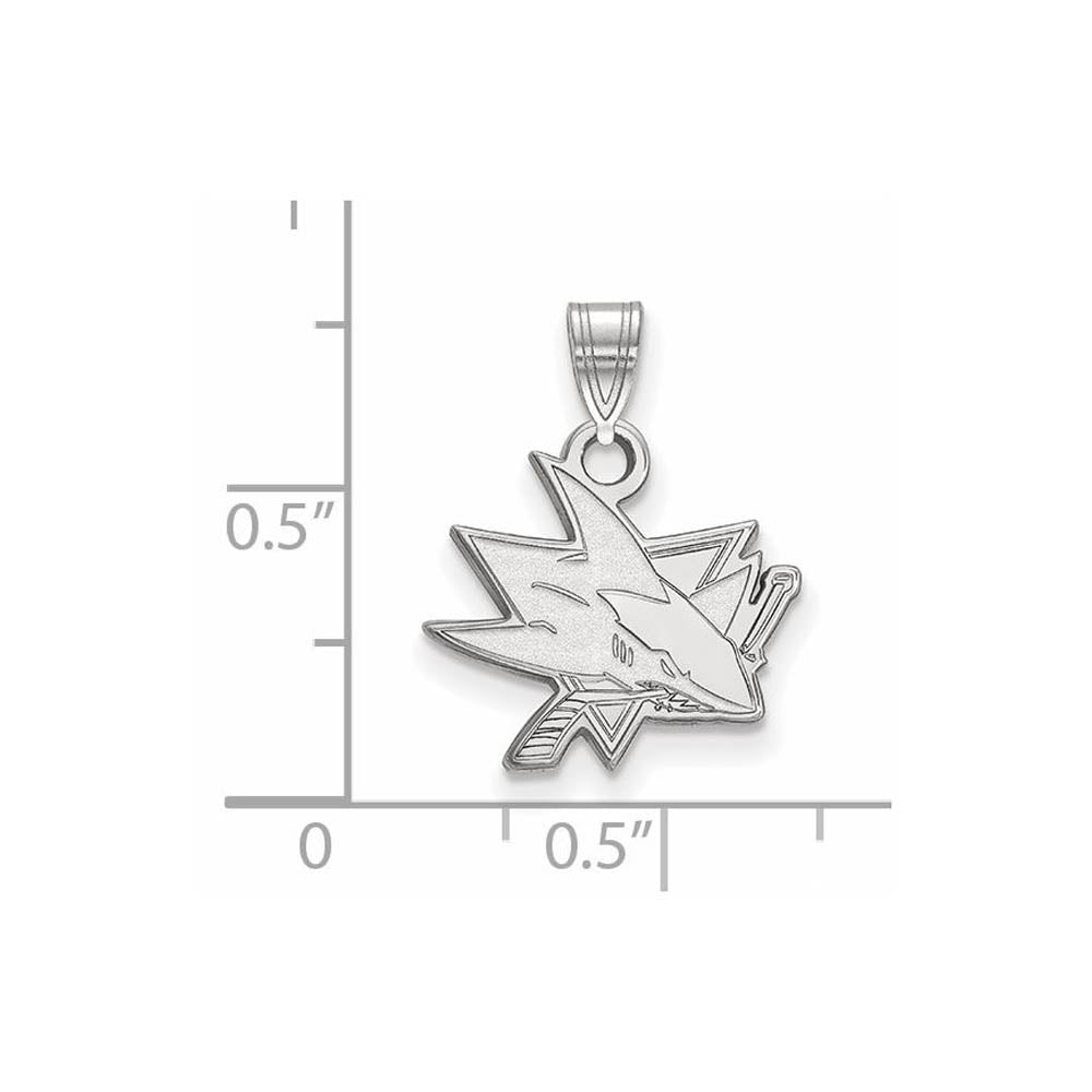 Alternate view of the 14k White Gold NHL San Jose Sharks Small Pendant by The Black Bow Jewelry Co.