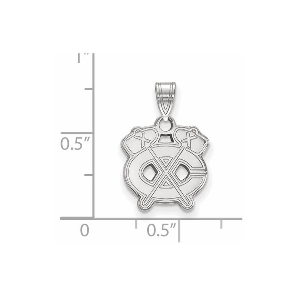 Alternate view of the 14k White Gold NHL Chicago Blackhawks Small Pendant by The Black Bow Jewelry Co.