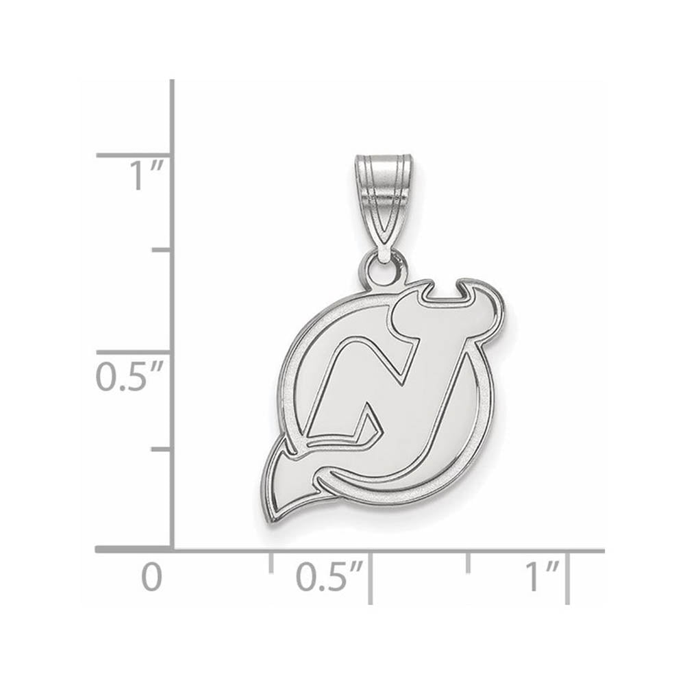 Alternate view of the 14k White Gold NHL New Jersey Devils Medium Pendant by The Black Bow Jewelry Co.