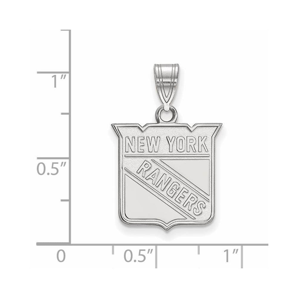 Alternate view of the 14k White Gold NHL New York Rangers Medium Pendant by The Black Bow Jewelry Co.