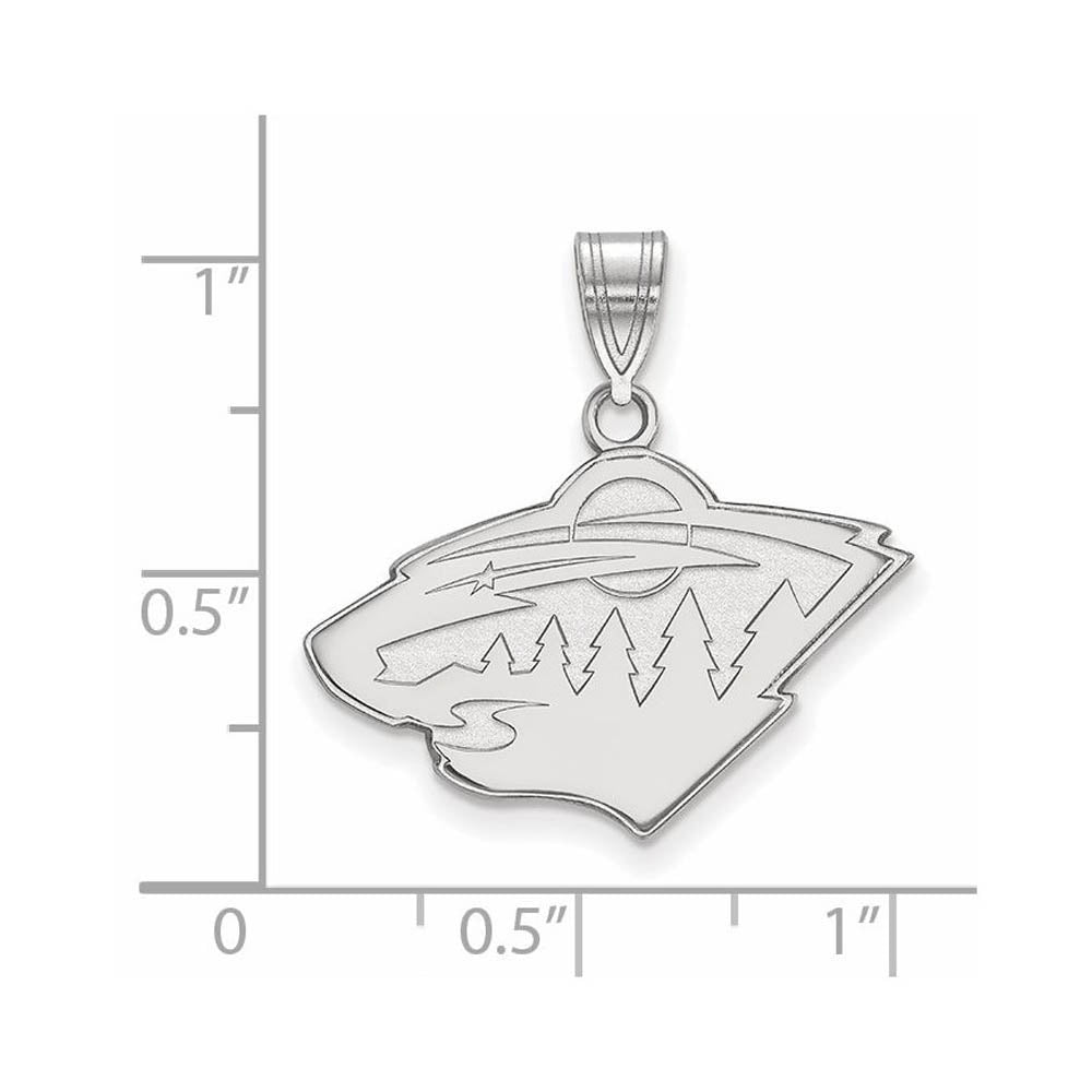 Alternate view of the 14k White Gold NHL Minnesota Wild Medium Pendant by The Black Bow Jewelry Co.