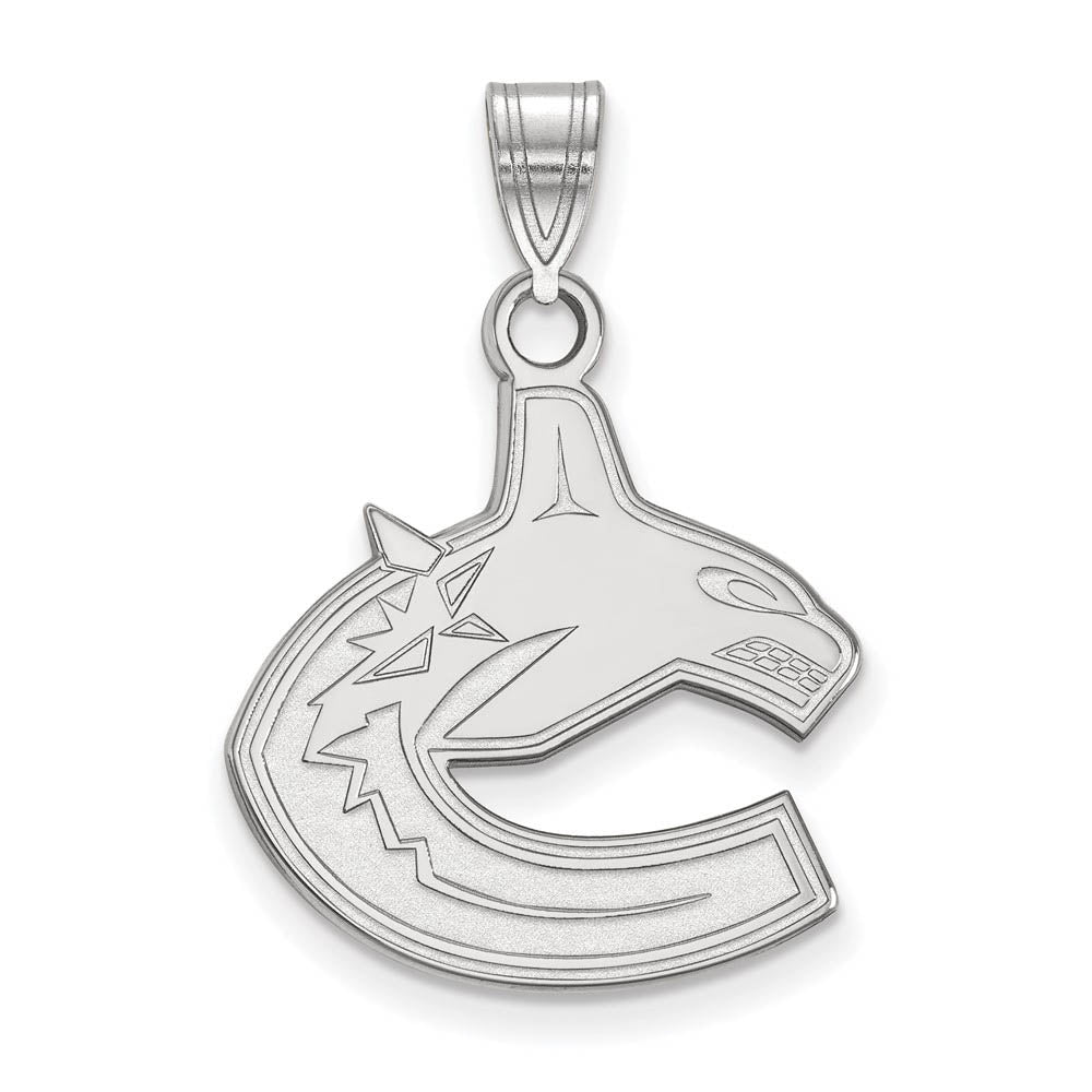 14k White Gold NHL Vancouver Canucks Large Pendant, Item P29876 by The Black Bow Jewelry Co.