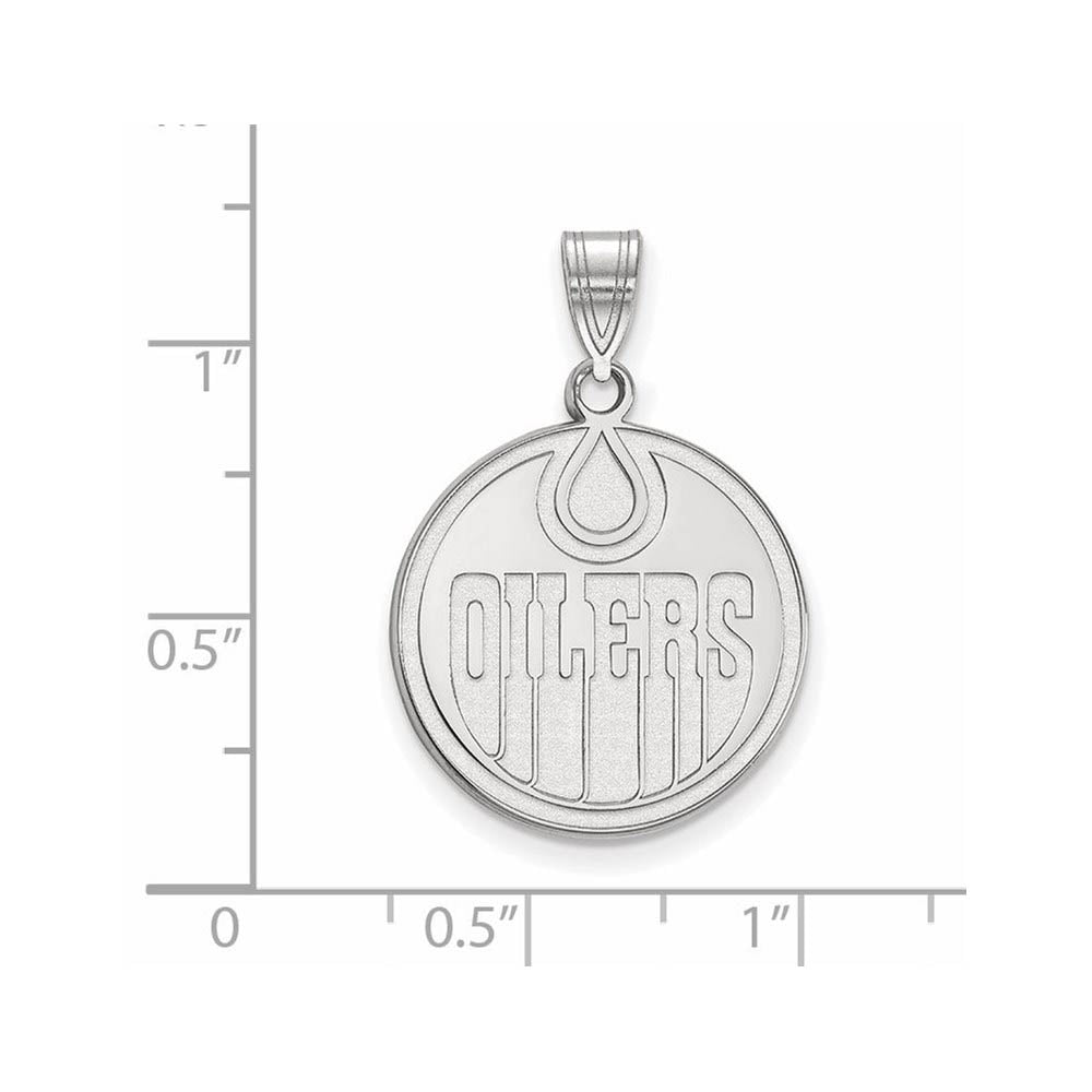 Alternate view of the 14k White Gold NHL Edmonton Oilers Large Disc Pendant by The Black Bow Jewelry Co.