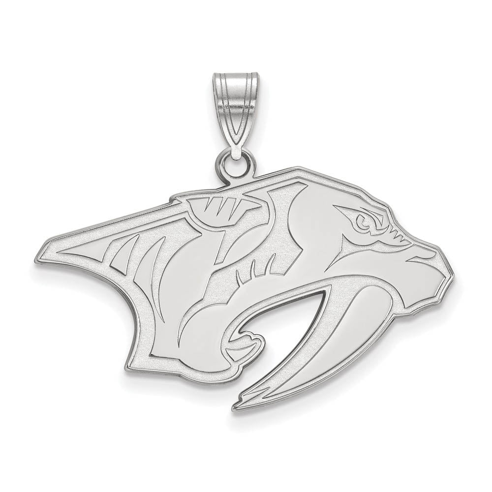14k White Gold NHL Nashville Predators Large Pendant, Item P29879 by The Black Bow Jewelry Co.