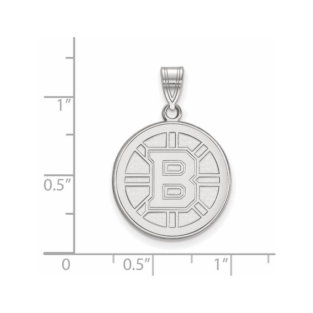 Alternate view of the 14k White Gold NHL Boston Bruins Large Disc Pendant by The Black Bow Jewelry Co.