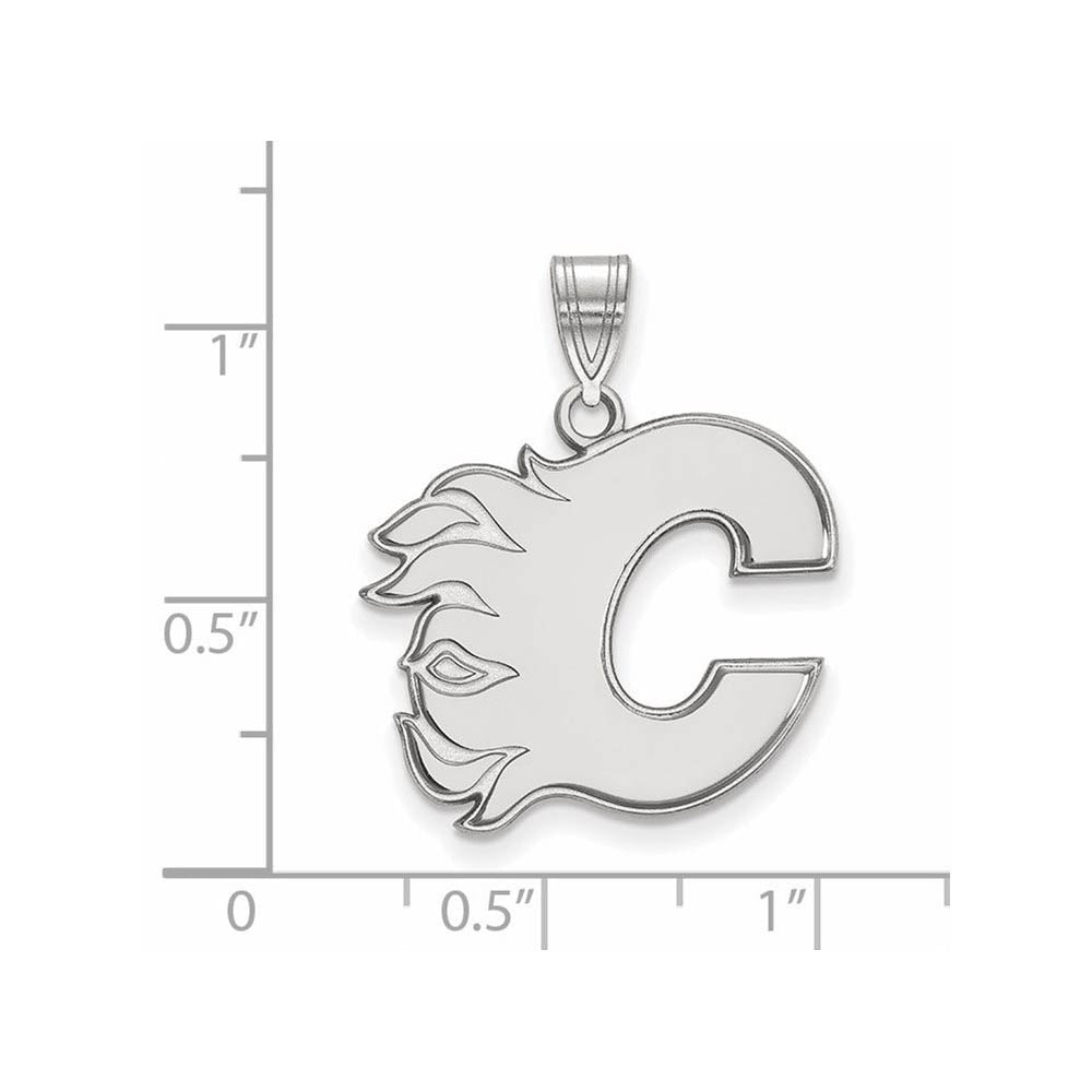 Alternate view of the 14k White Gold NHL Calgary Flames Large Pendant by The Black Bow Jewelry Co.