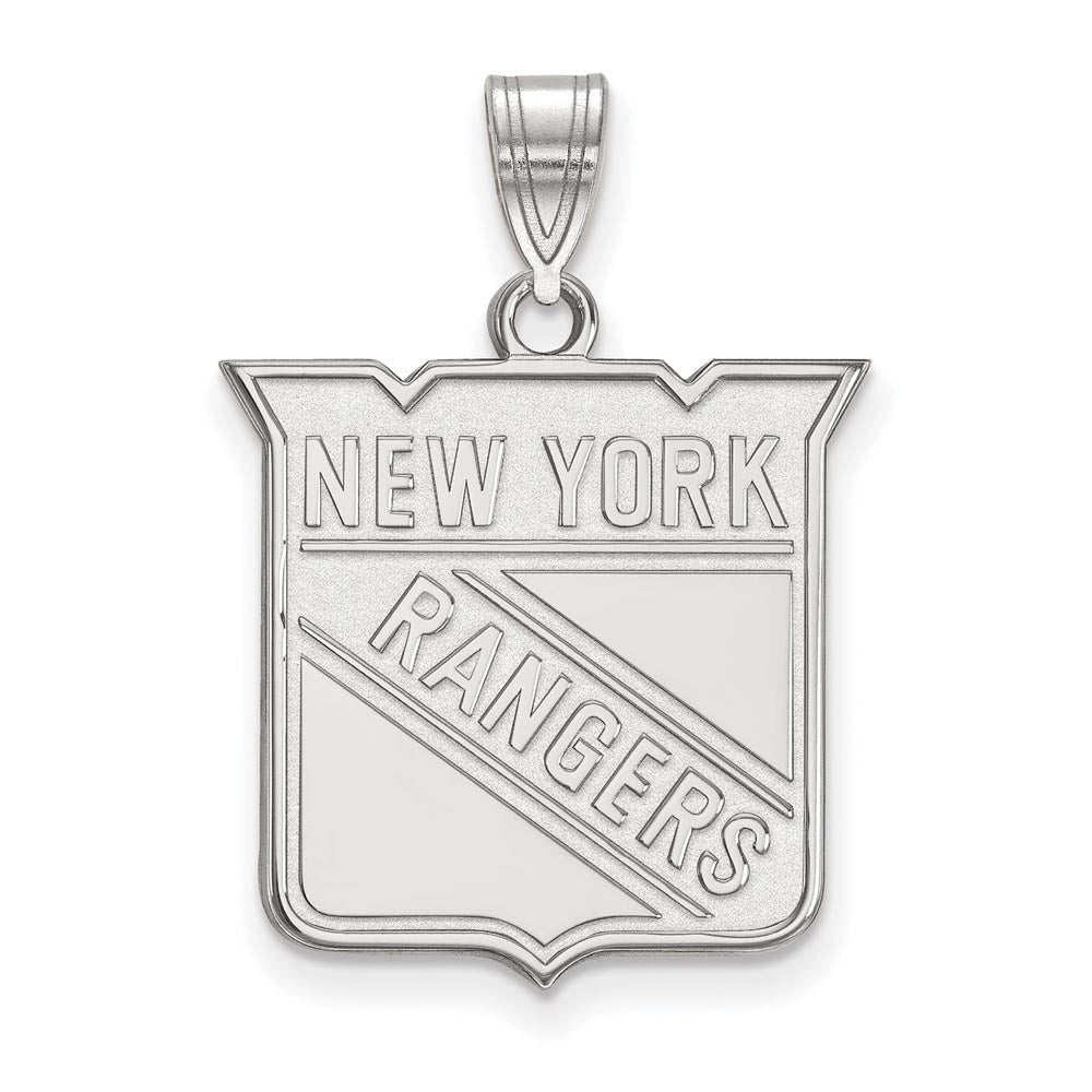 14k White Gold NHL New York Rangers Large Pendant, Item P29894 by The Black Bow Jewelry Co.