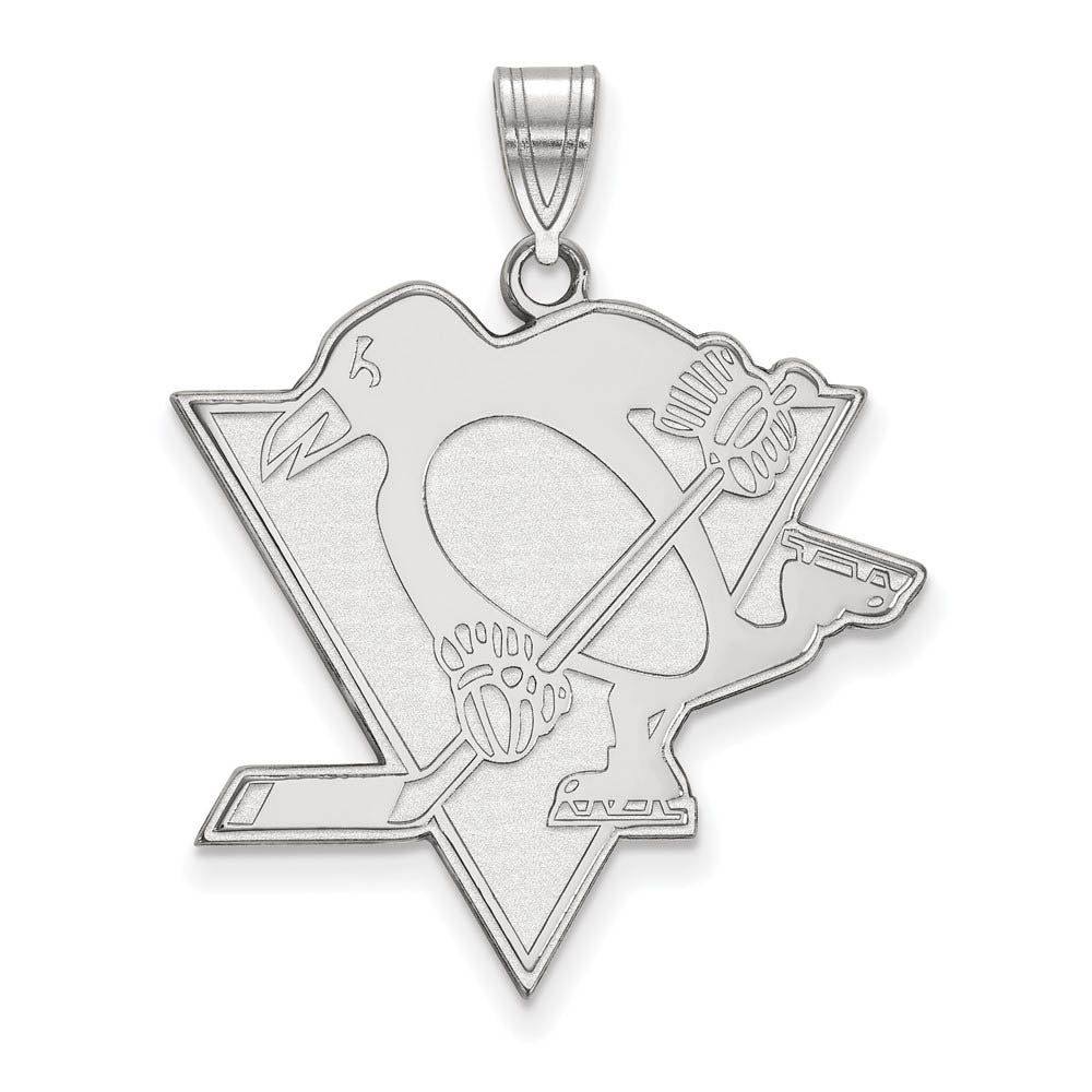 14k White Gold NHL Pittsburgh Penguins XL Pendant, Item P29900 by The Black Bow Jewelry Co.