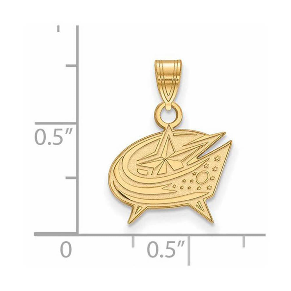 Alternate view of the 14k Yellow Gold NHL Columbus Blue Jackets Small Pendant by The Black Bow Jewelry Co.