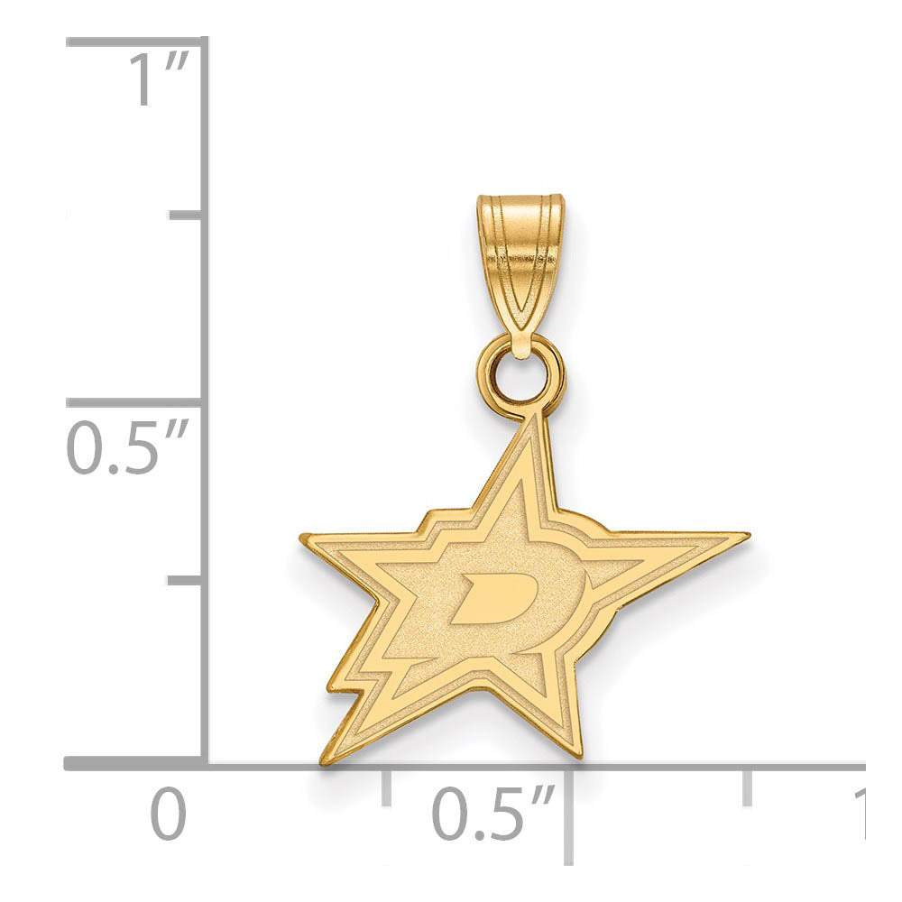 Alternate view of the 14k Yellow Gold NHL Dallas Stars Small Pendant by The Black Bow Jewelry Co.