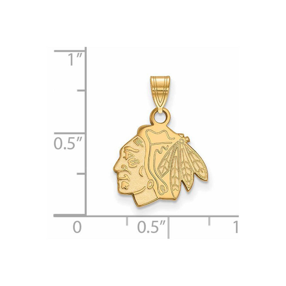 Alternate view of the 14k Yellow Gold NHL Chicago Blackhawks Small Logo Pendant by The Black Bow Jewelry Co.