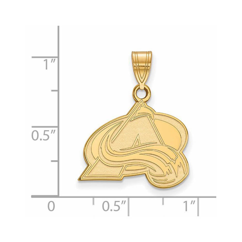 Alternate view of the 14k Yellow Gold NHL Colorado Avalanche Medium Pendant by The Black Bow Jewelry Co.