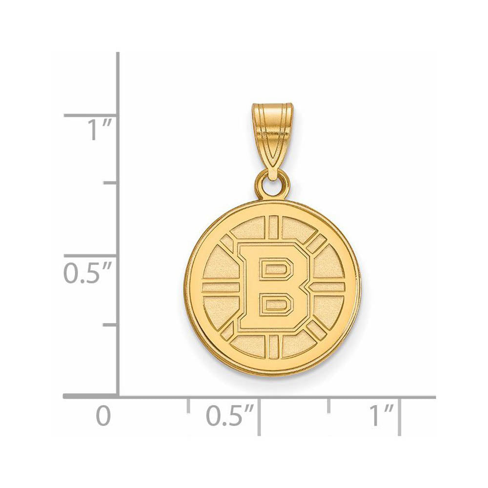 Alternate view of the 14k Yellow Gold NHL Boston Bruins Medium Disc Pendant by The Black Bow Jewelry Co.