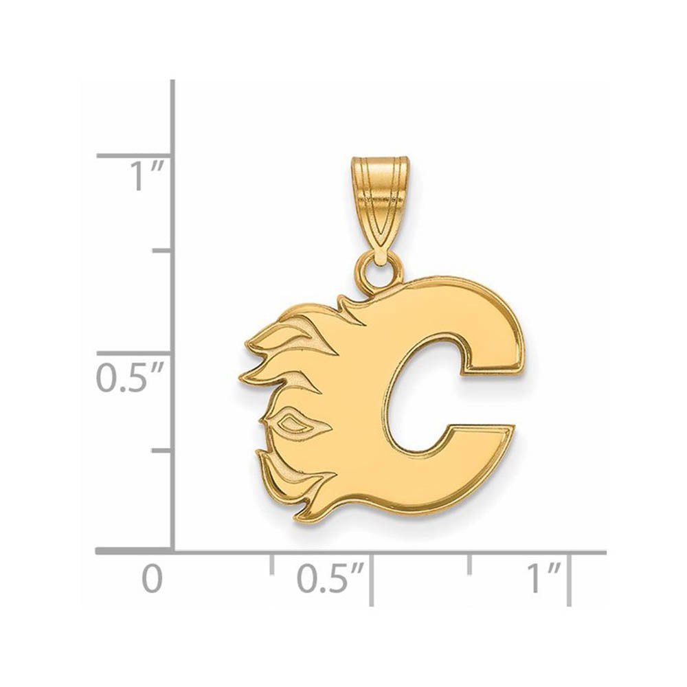Alternate view of the 14k Yellow Gold NHL Calgary Flames Medium Pendant by The Black Bow Jewelry Co.