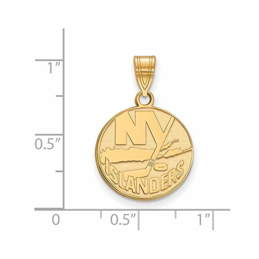 Alternate view of the 14k Yellow Gold NHL New York Islanders Medium Disc Pendant by The Black Bow Jewelry Co.
