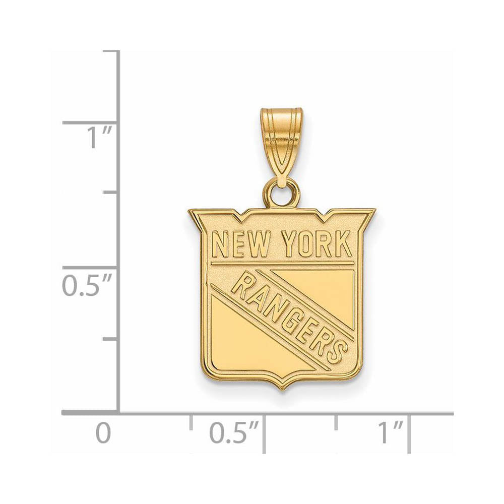 Alternate view of the 14k Yellow Gold NHL New York Rangers Medium Pendant by The Black Bow Jewelry Co.