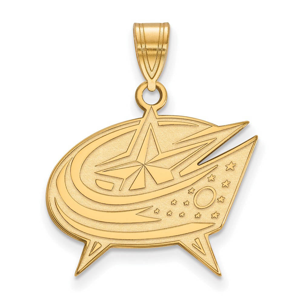 14k Yellow Gold NHL Columbus Blue Jackets Large Pendant, Item P29987 by The Black Bow Jewelry Co.