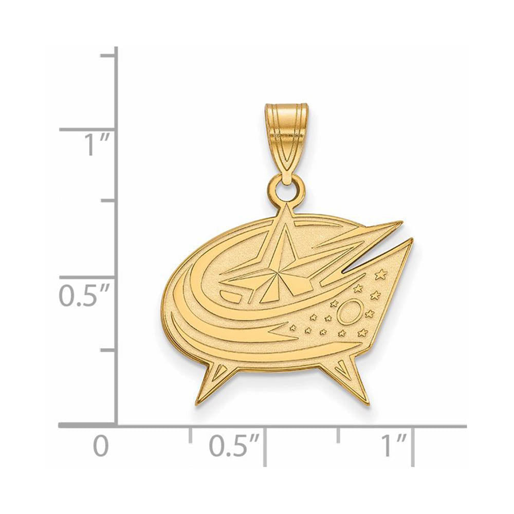 Alternate view of the 14k Yellow Gold NHL Columbus Blue Jackets Large Pendant by The Black Bow Jewelry Co.