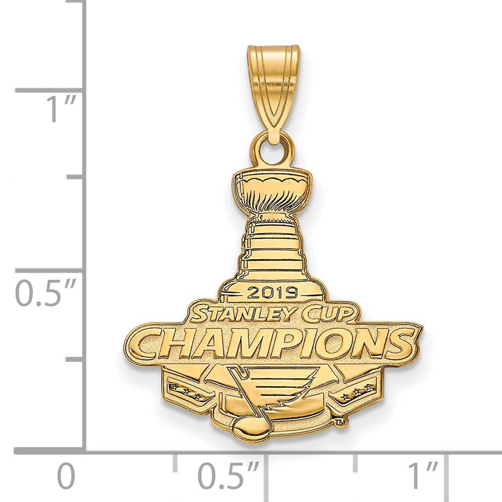 Alternate view of the 14k Yellow Gold 2019 Stanley Cup Champions St. Louis Blues LG Pendant by The Black Bow Jewelry Co.