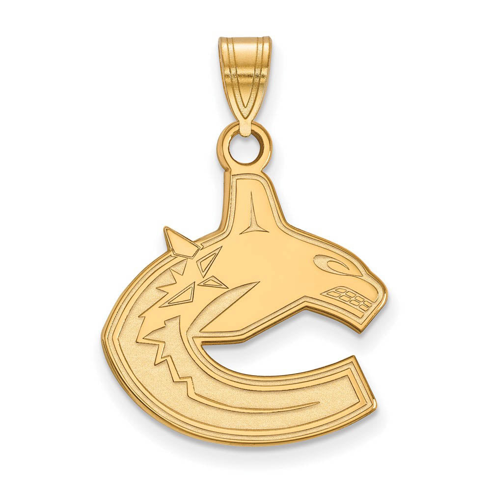 14k Yellow Gold NHL Vancouver Canucks Large Pendant, Item P29990 by The Black Bow Jewelry Co.