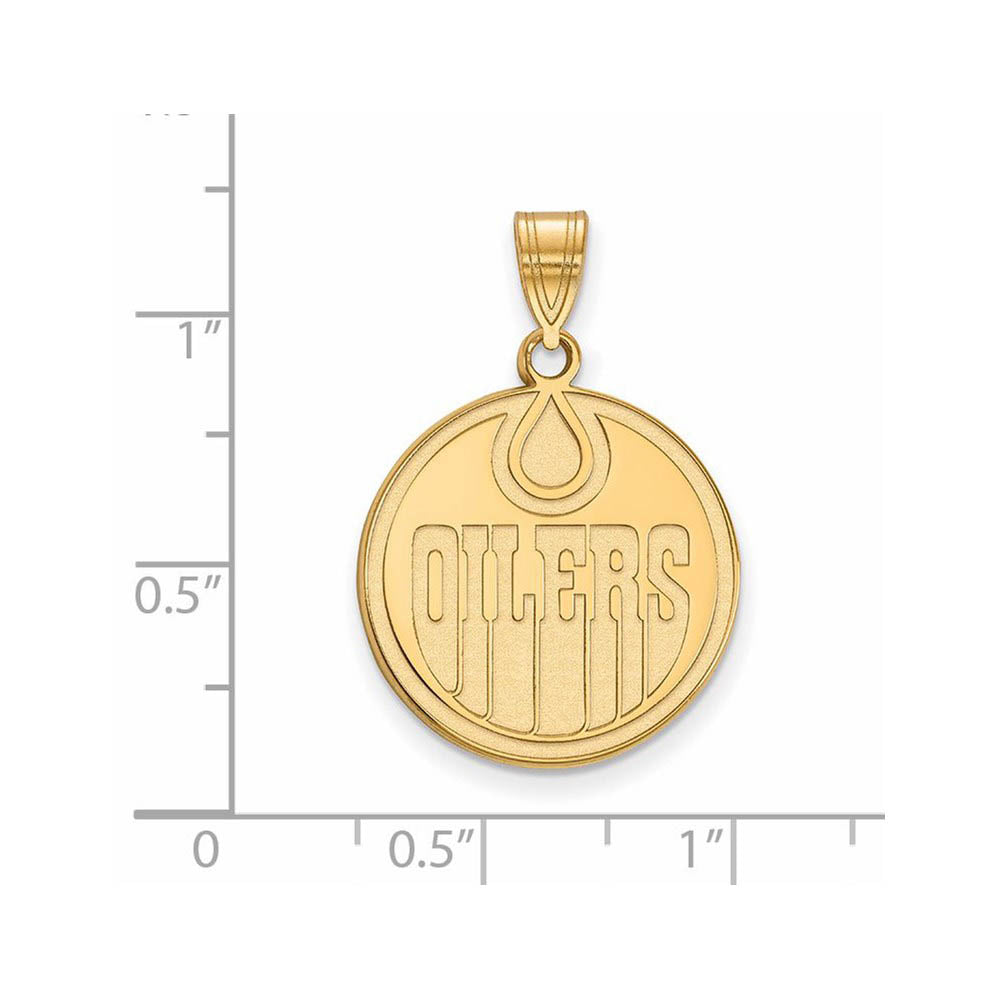 Alternate view of the 14k Yellow Gold NHL Edmonton Oilers Large Disc Pendant by The Black Bow Jewelry Co.