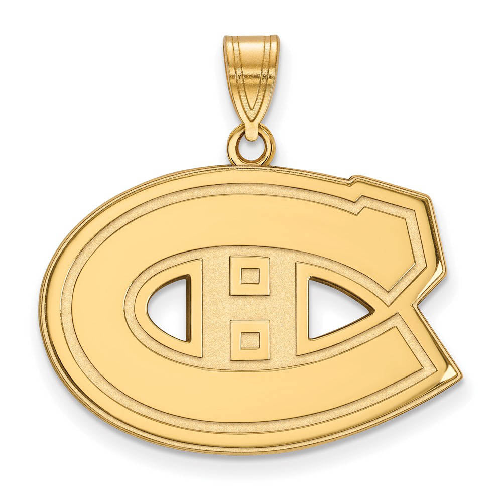 14k Yellow Gold NHL Montreal Canadiens Large Pendant - Black  display picture 1