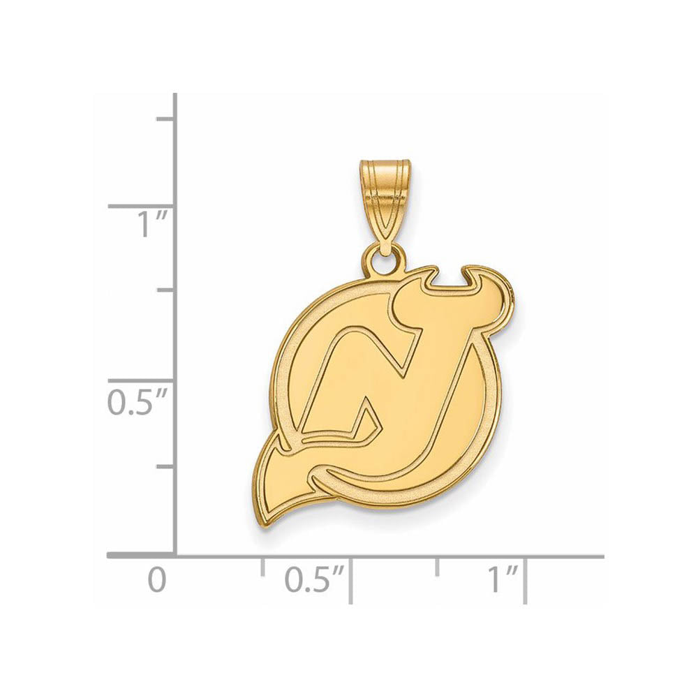 Alternate view of the 14k Yellow Gold NHL New Jersey Devils Large Pendant by The Black Bow Jewelry Co.