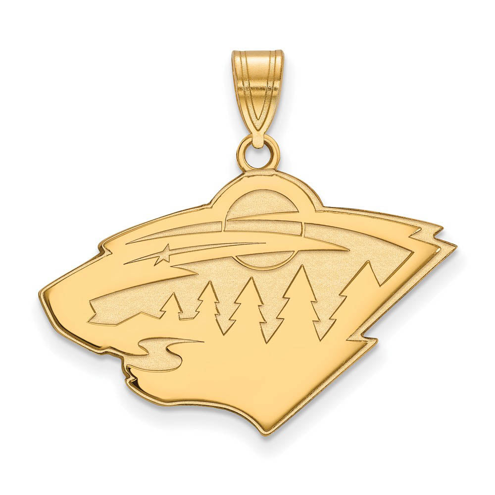14k Yellow Gold NHL Minnesota Wild Large Pendant, Item P30011 by The Black Bow Jewelry Co.
