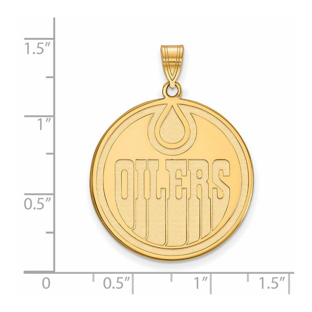 Alternate view of the 14k Yellow Gold NHL Edmonton Oilers XL Disc Pendant by The Black Bow Jewelry Co.