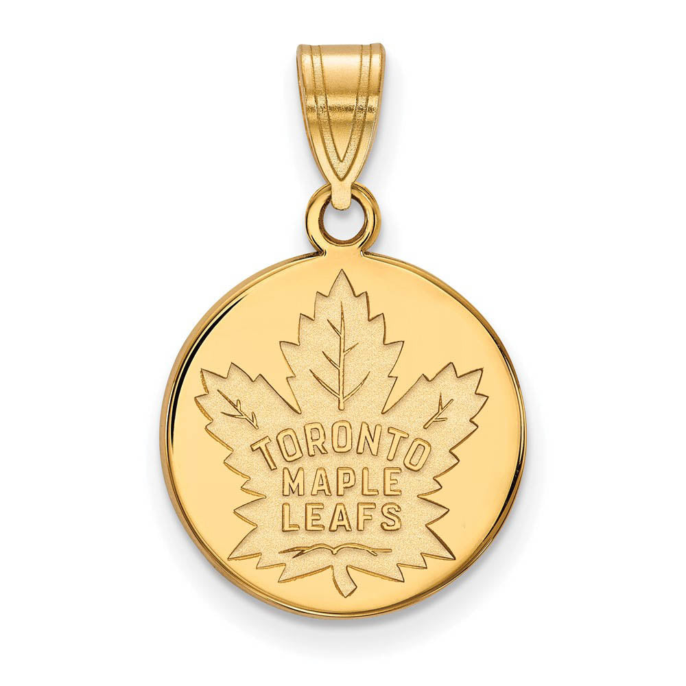 14k Yellow Gold NHL Toronto Maple Leafs Medium Disc Pendant, Item P30021 by The Black Bow Jewelry Co.