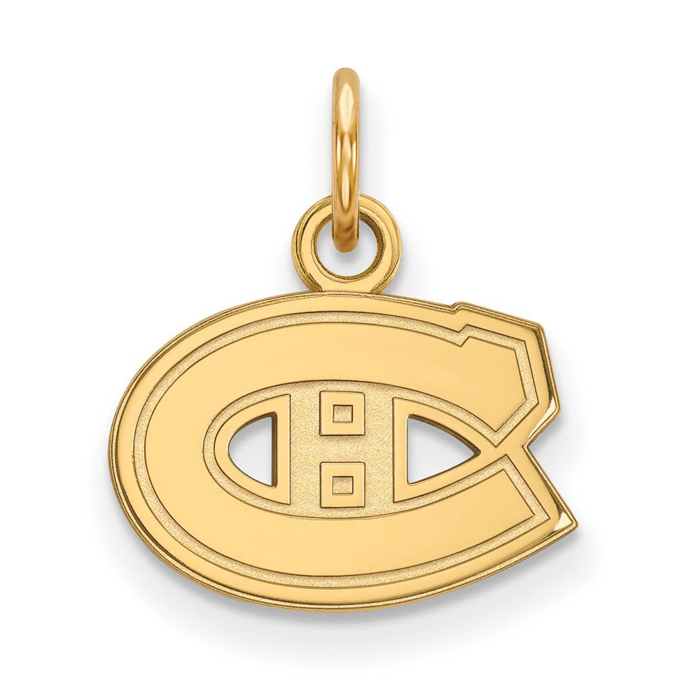 SS 14k Yellow Gold Plated NHL Montreal Canadiens XS (Tiny) Charm, Item P30035 by The Black Bow Jewelry Co.