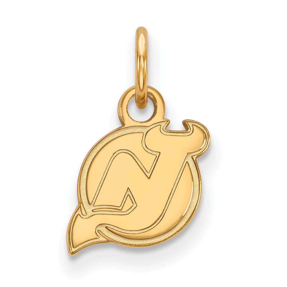SS 14k Yellow Gold Plated NHL New Jersey Devils XS (Tiny) Charm, Item P30037 by The Black Bow Jewelry Co.