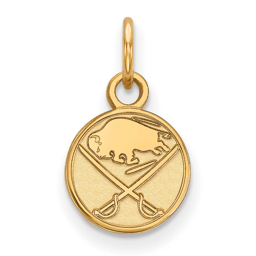 SS 14k Yellow Gold Plated NHL Buffalo Sabres XS (Tiny) Disc Charm, Item P30049 by The Black Bow Jewelry Co.