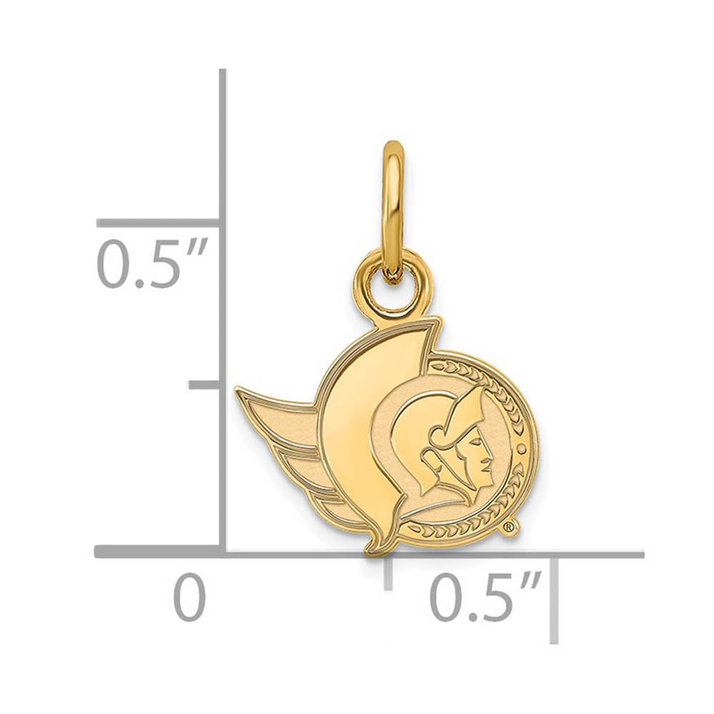 Alternate view of the SS 14k Yellow Gold Plated NHL Ottawa Senators XS (Tiny) Charm by The Black Bow Jewelry Co.