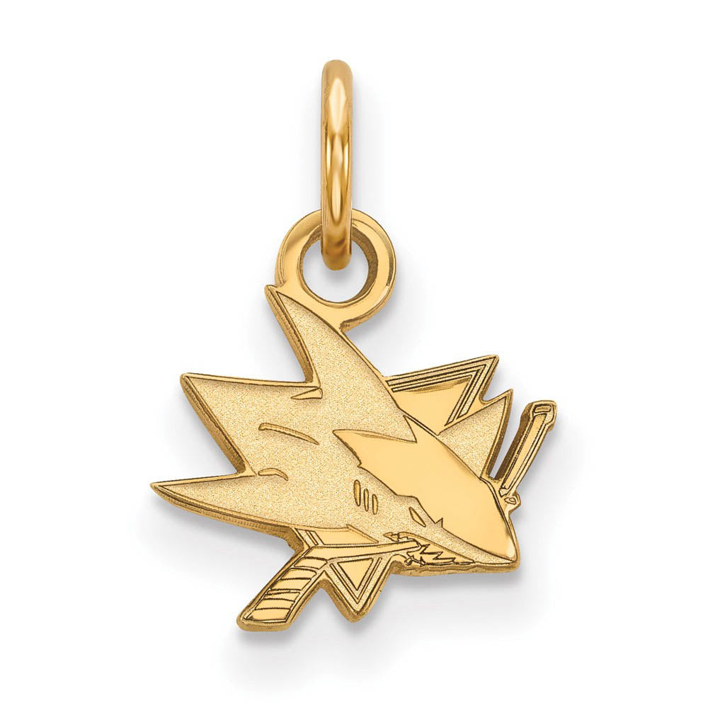 SS 14k Yellow Gold Plated NHL San Jose Sharks XS (Tiny) Charm, Item P30051 by The Black Bow Jewelry Co.