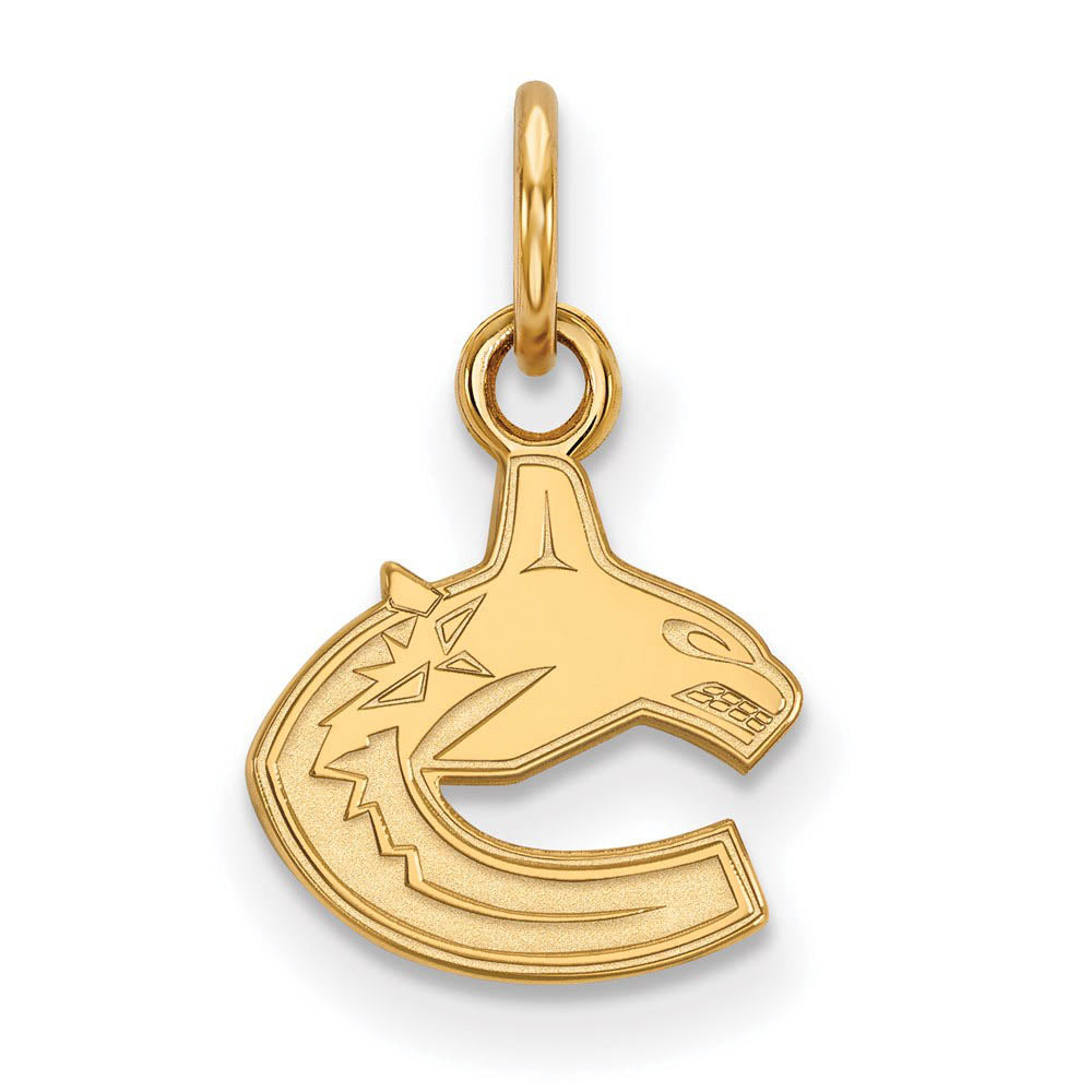 SS 14k Yellow Gold Plated NHL Vancouver Canucks XS (Tiny) Charm, Item P30054 by The Black Bow Jewelry Co.